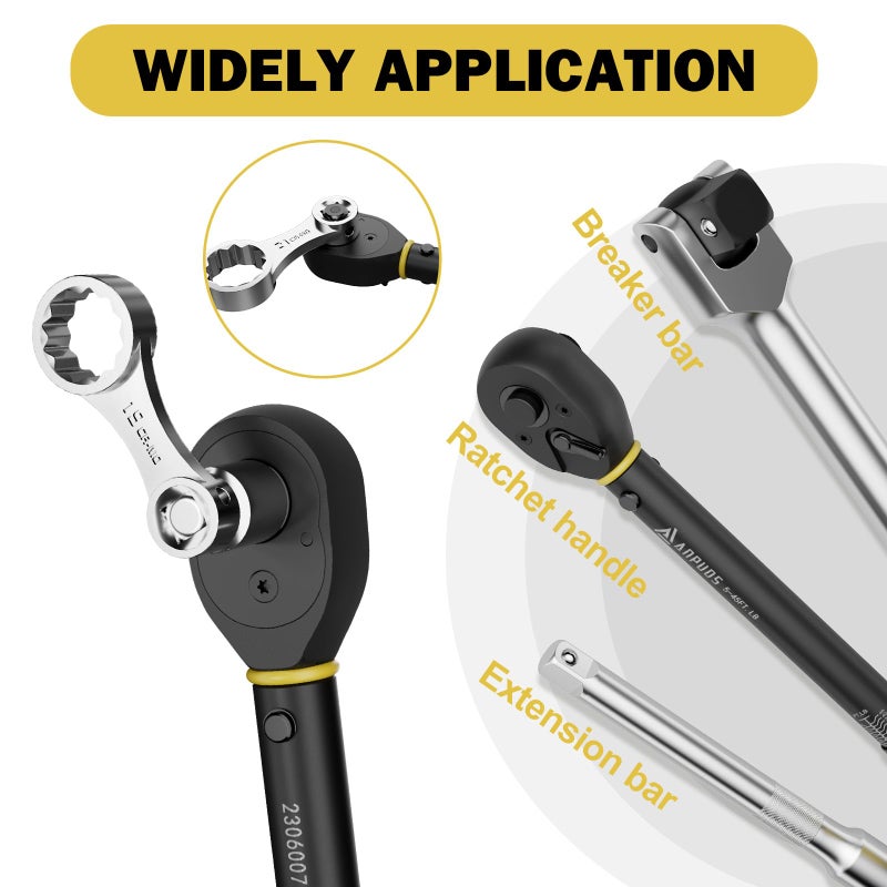 ANPUDS Torque Adapter Set  17 pcs Metric 12 Point Torque Adapter Extension Set  3/8"" Torque Wrench Adapter with 8  9  10  11  12  13  14  15  16  17  18  19  20  21  22mm  1/2''+1/4'' + Bit Adapter - Image 5